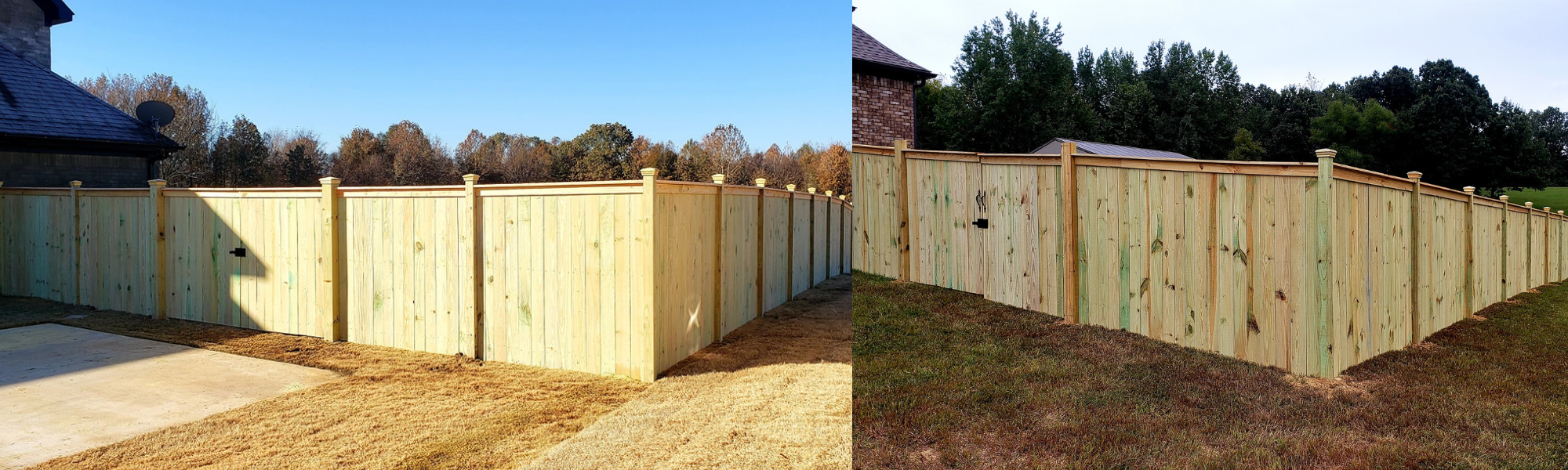 two residential wooden privacy fences 