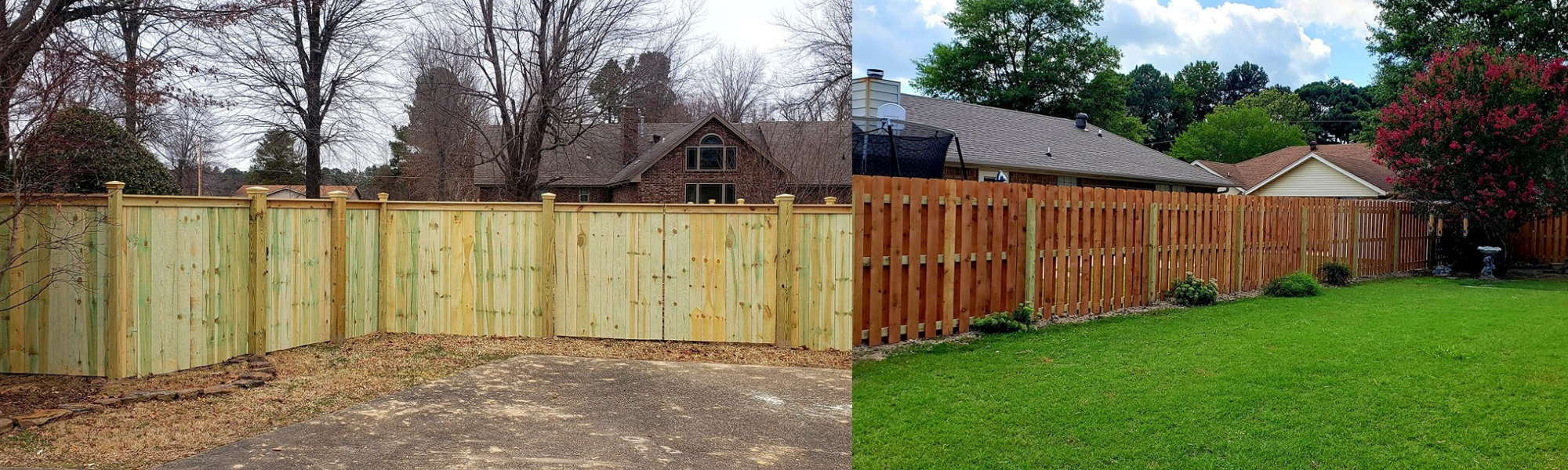 two residential wooden privacy fences 